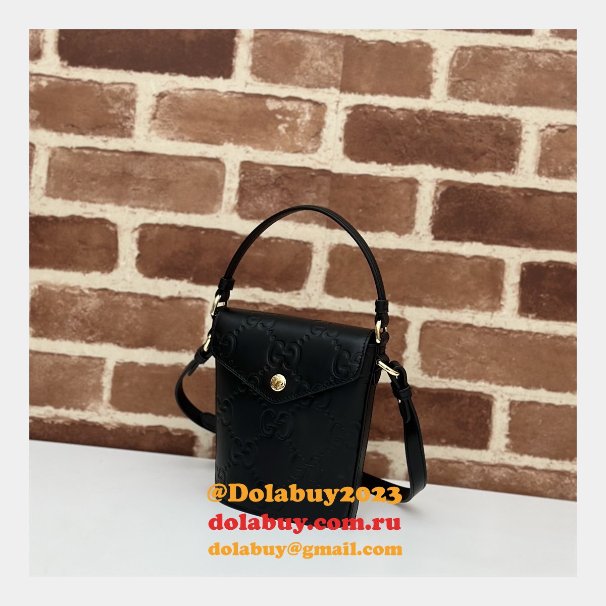 Gucci 772795 UK Embossed Top Handle Replicas Shoulder Bag