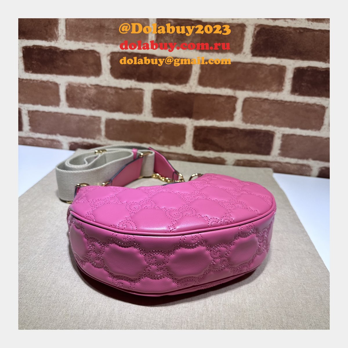 Gucci Replica 739709 GG Matelassé Duplicate Shoulder Pink Bag