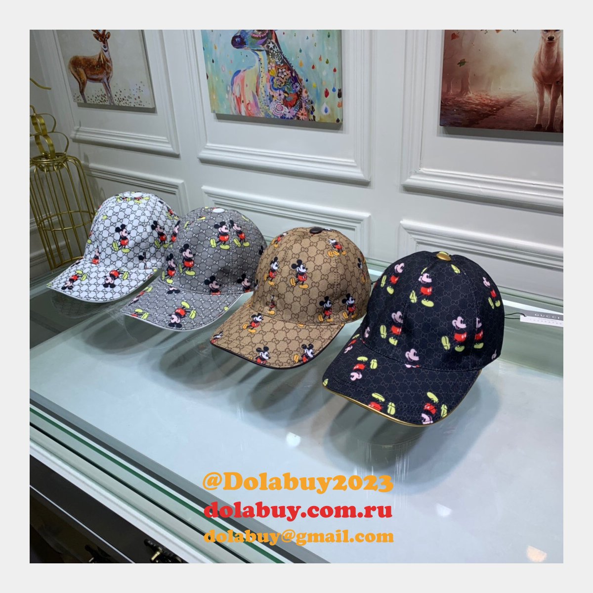 Top Quality Gucci Mickey mouse Hats