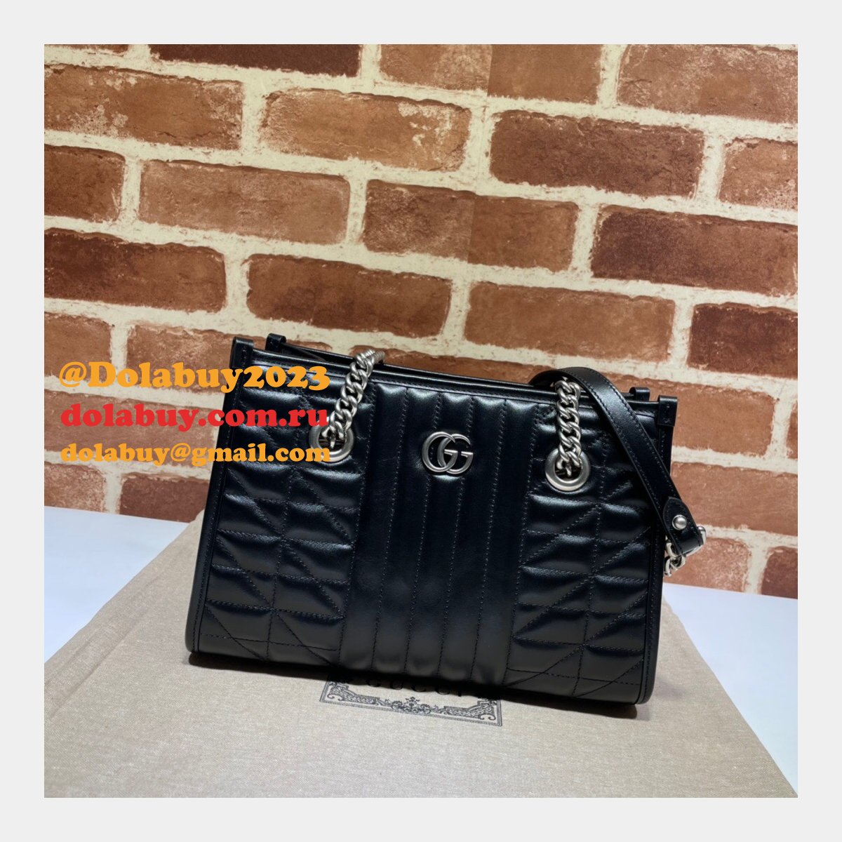 Replica Gucci 681483 GG Marmont Black Sale Bolsa Bag