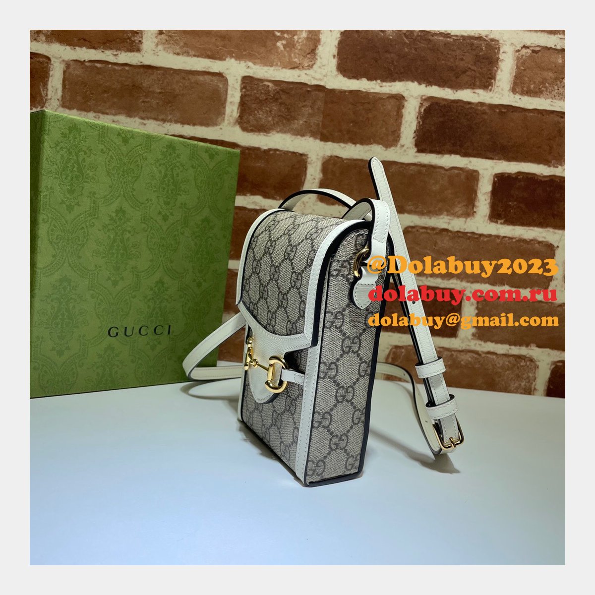 White Replica Gucci Horsebit 1955 mini Top Quality 625615 bag
