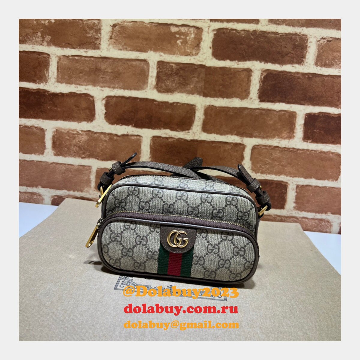 Brown/Blue Gucci Replica Ophidia GG 722557 Bag