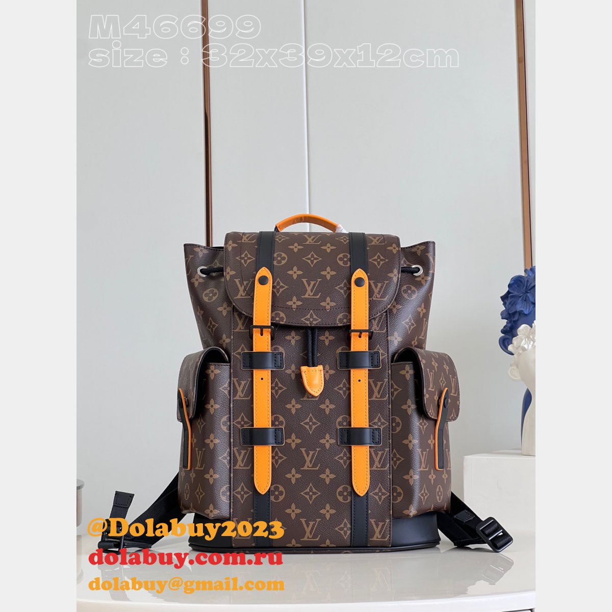 Christopher M46699 Monogram Macassar Canvas Fake Louis Vuitton Bag