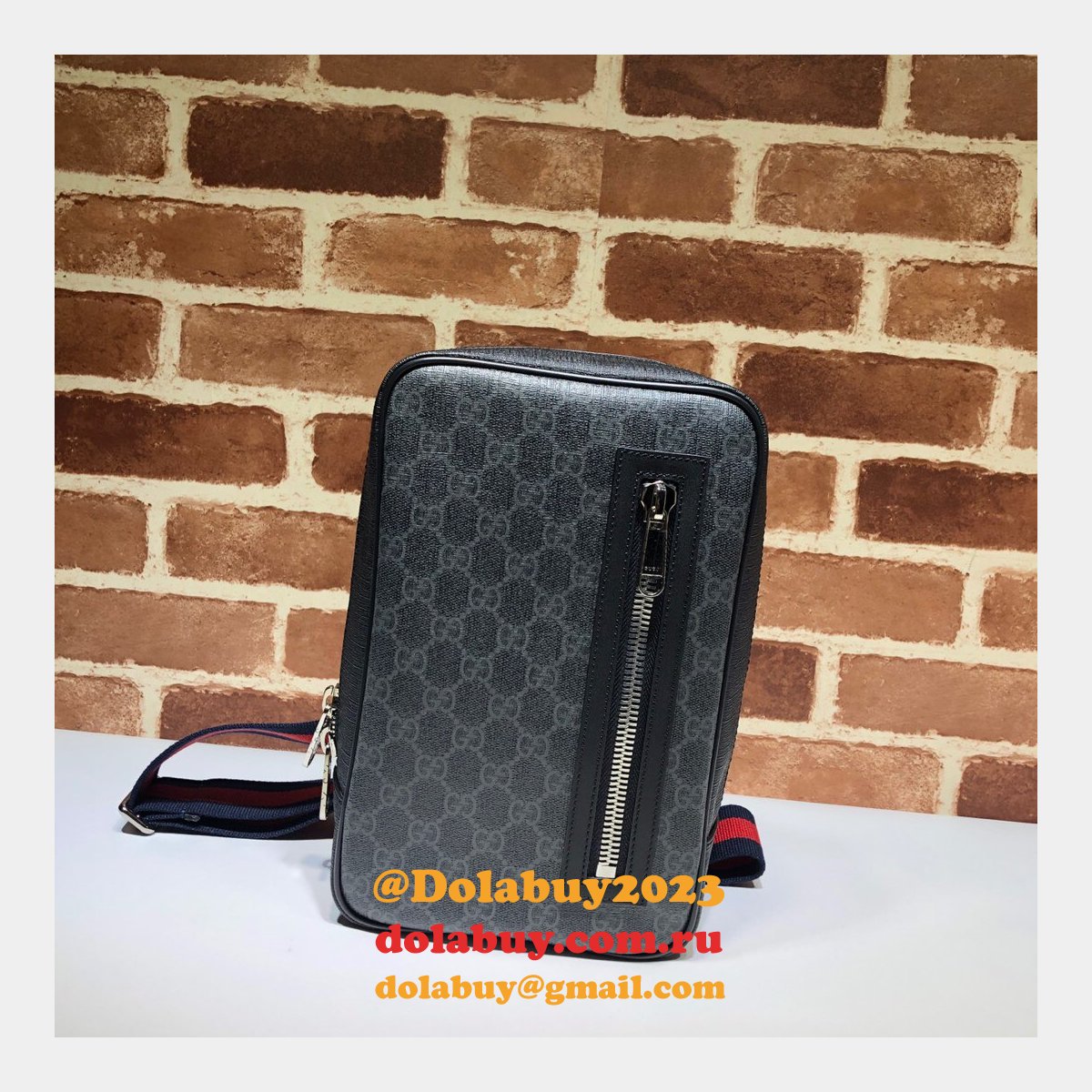 Replica AAA+ Gucci Messengers GG Black belt Purses 478325 GG Supreme