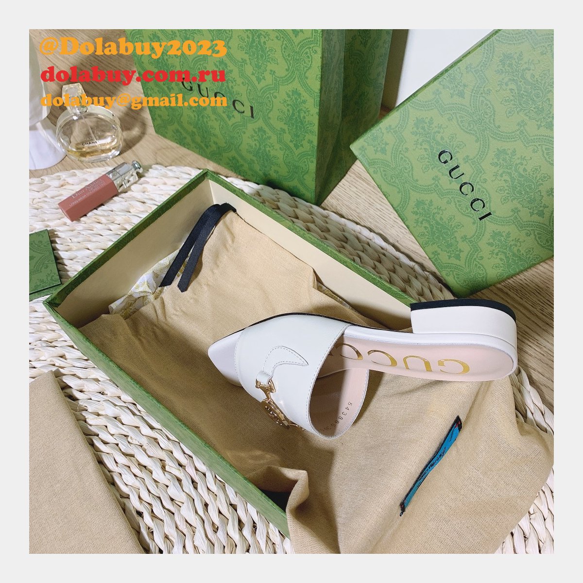 7 Star Replica Gucci 2021 Slippers white/black series GG Shoes