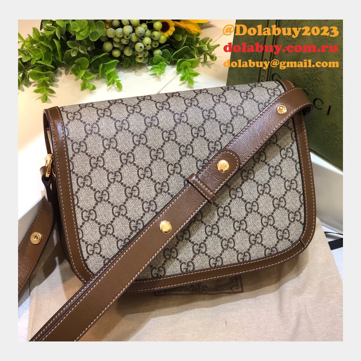 Gucci Replica GG Horsebit 1955 shoulder 602204 Brown bag