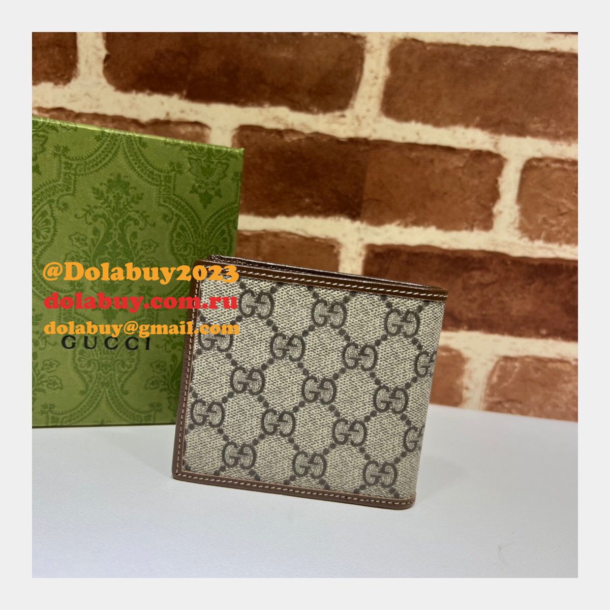 Gucci AAA+ Replica GG Supreme 671652 Wholesale Wallet with Interlocking G