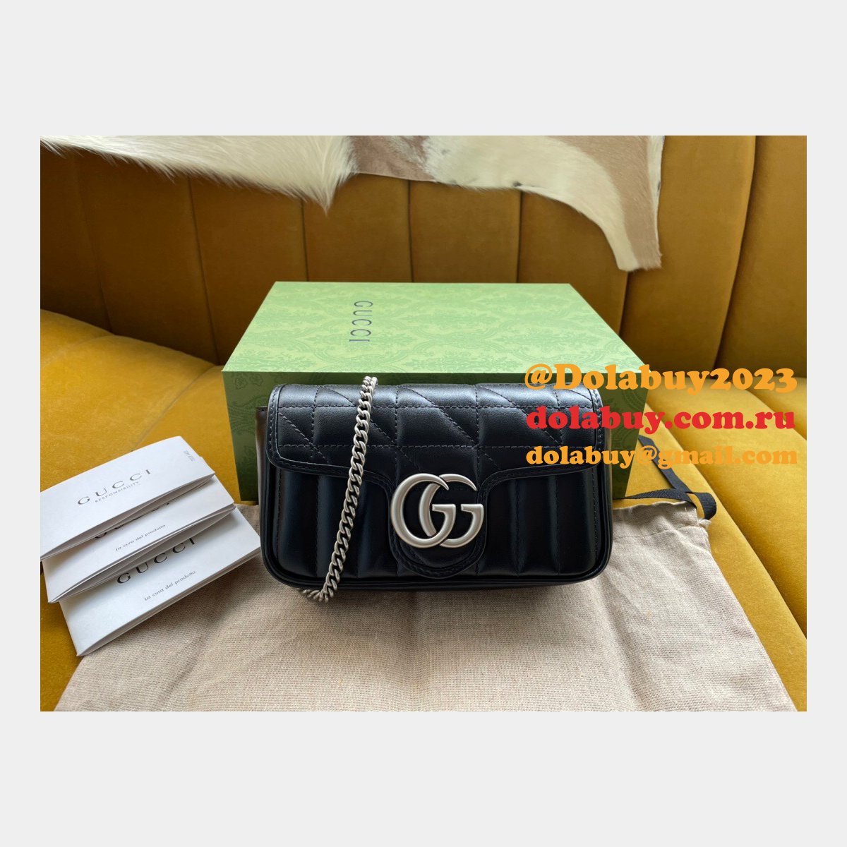 Top Quality Gucci GG 476433 Marmont matelassé leather super mini bag