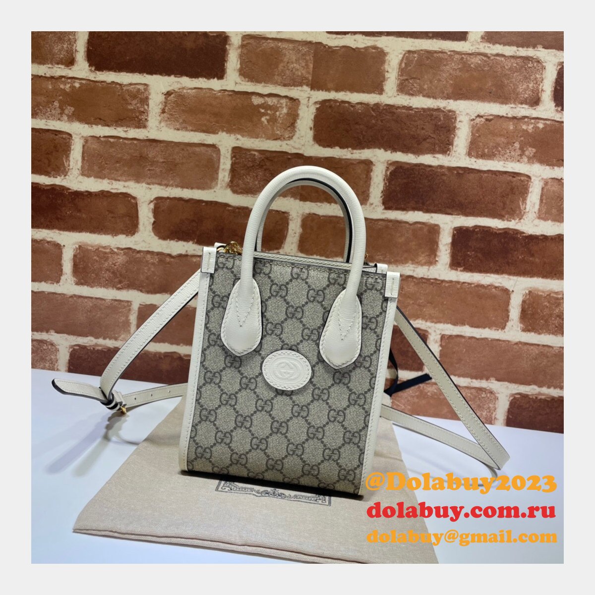 Shop Now Gucci Replica Mini tote bag with Interlocking G 671623 GG Supreme
