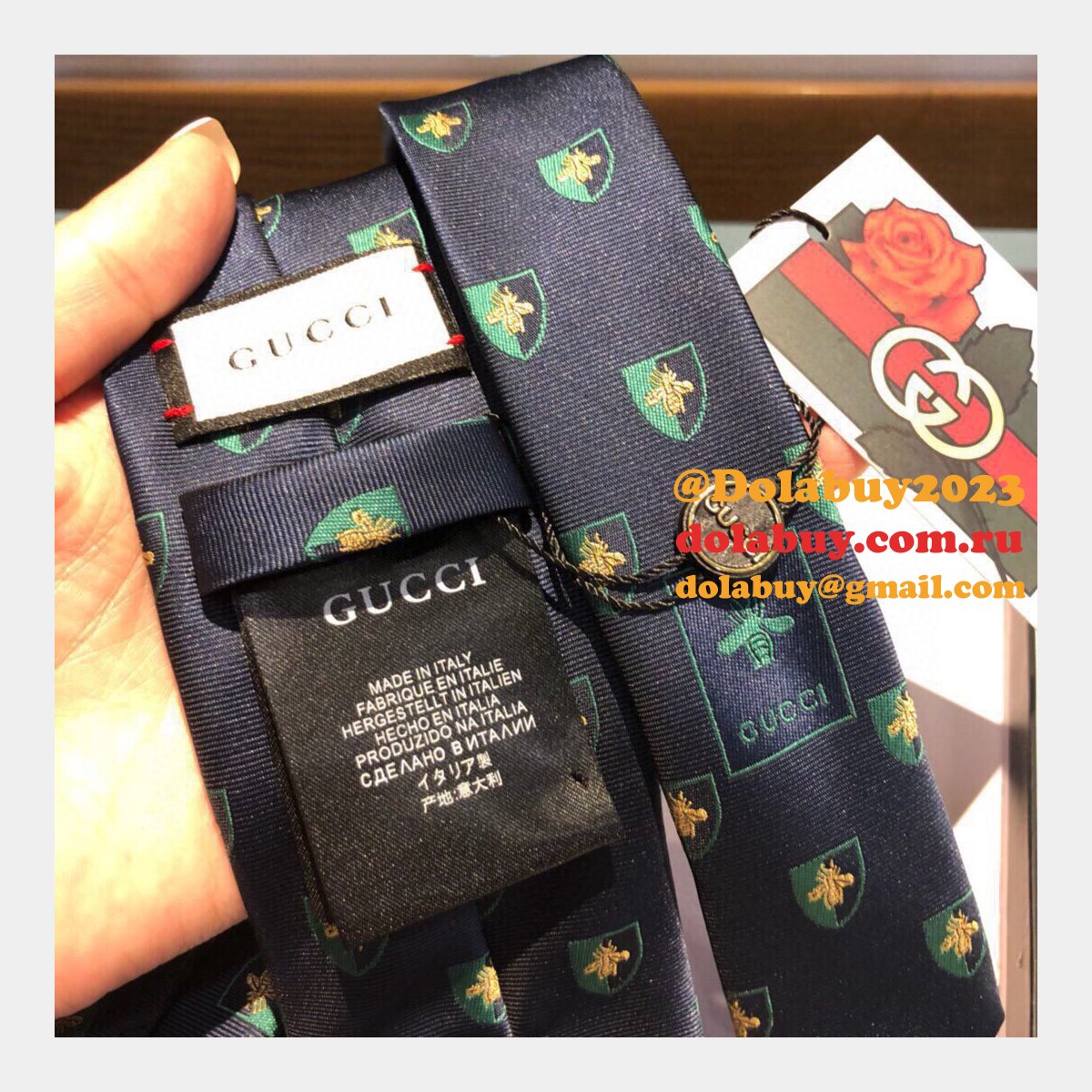 Gucci Silk tie Jacquard crafts insect pattern