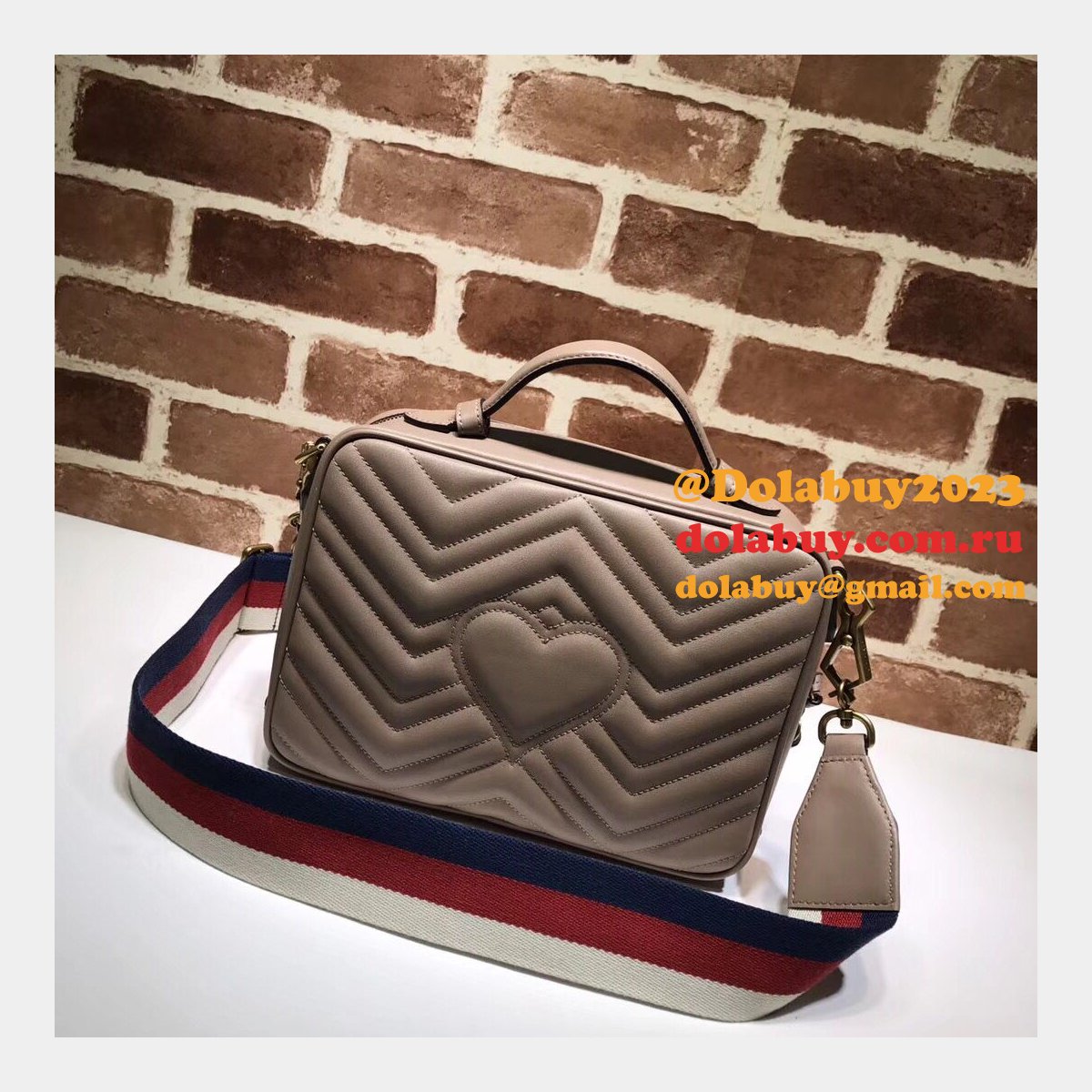 Top Quality Gucci Replica 498100 Leather GG Marmont Small Shoulder Bag