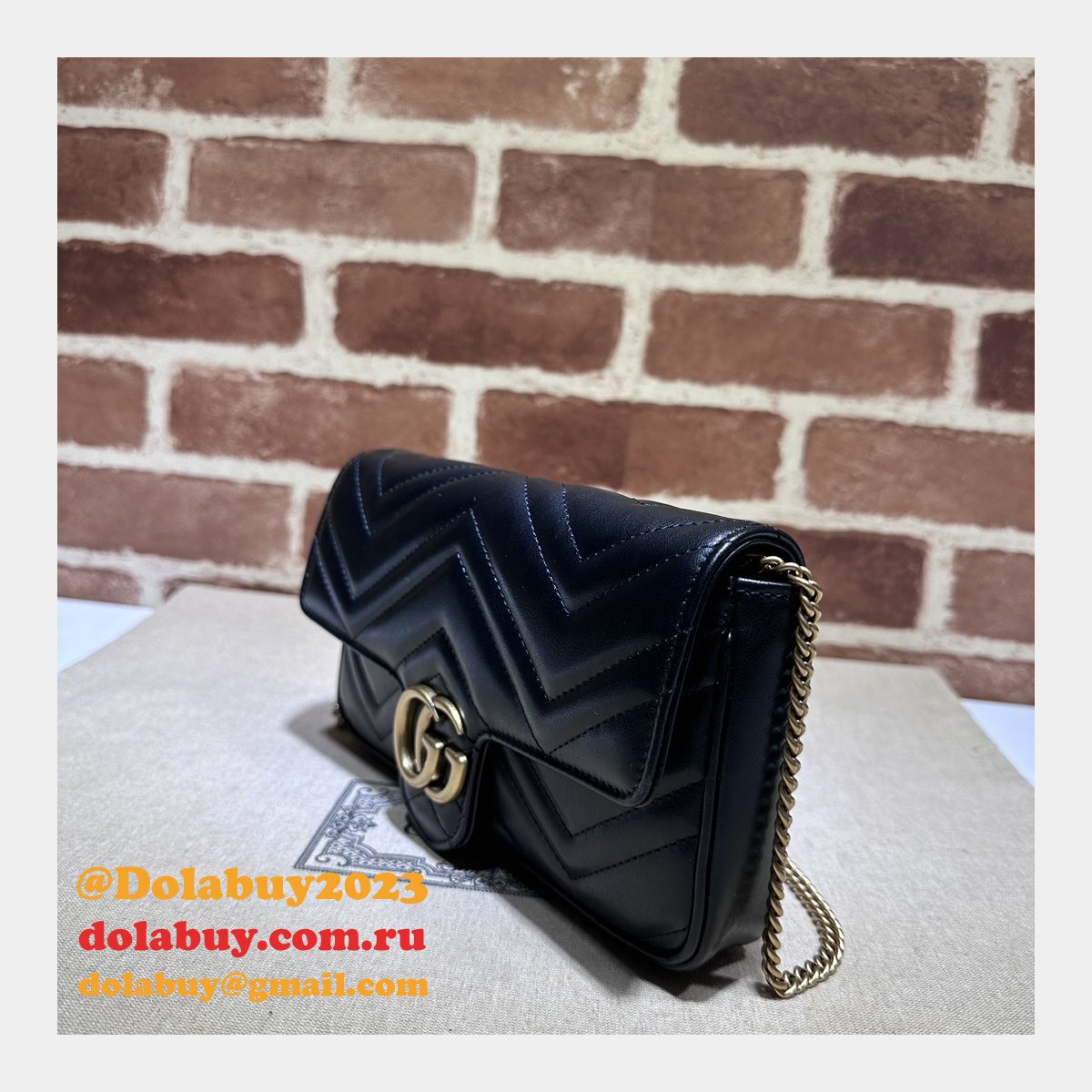 GG Marmont Gucci Replica Card Case Chain Wallet 751526 Bag