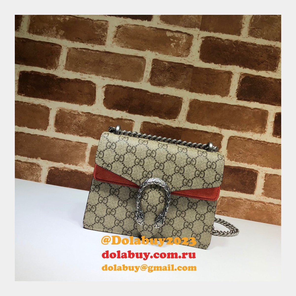 Gucci Replica Dionysus GG Supreme mini 421970 Red Fake bag