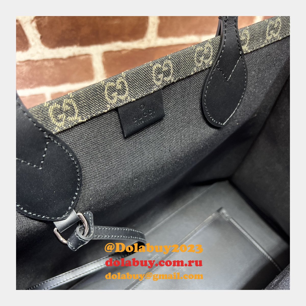 Ophidia GG 772184 Gucci Designer Knockoff Tote Black Fabric Bag