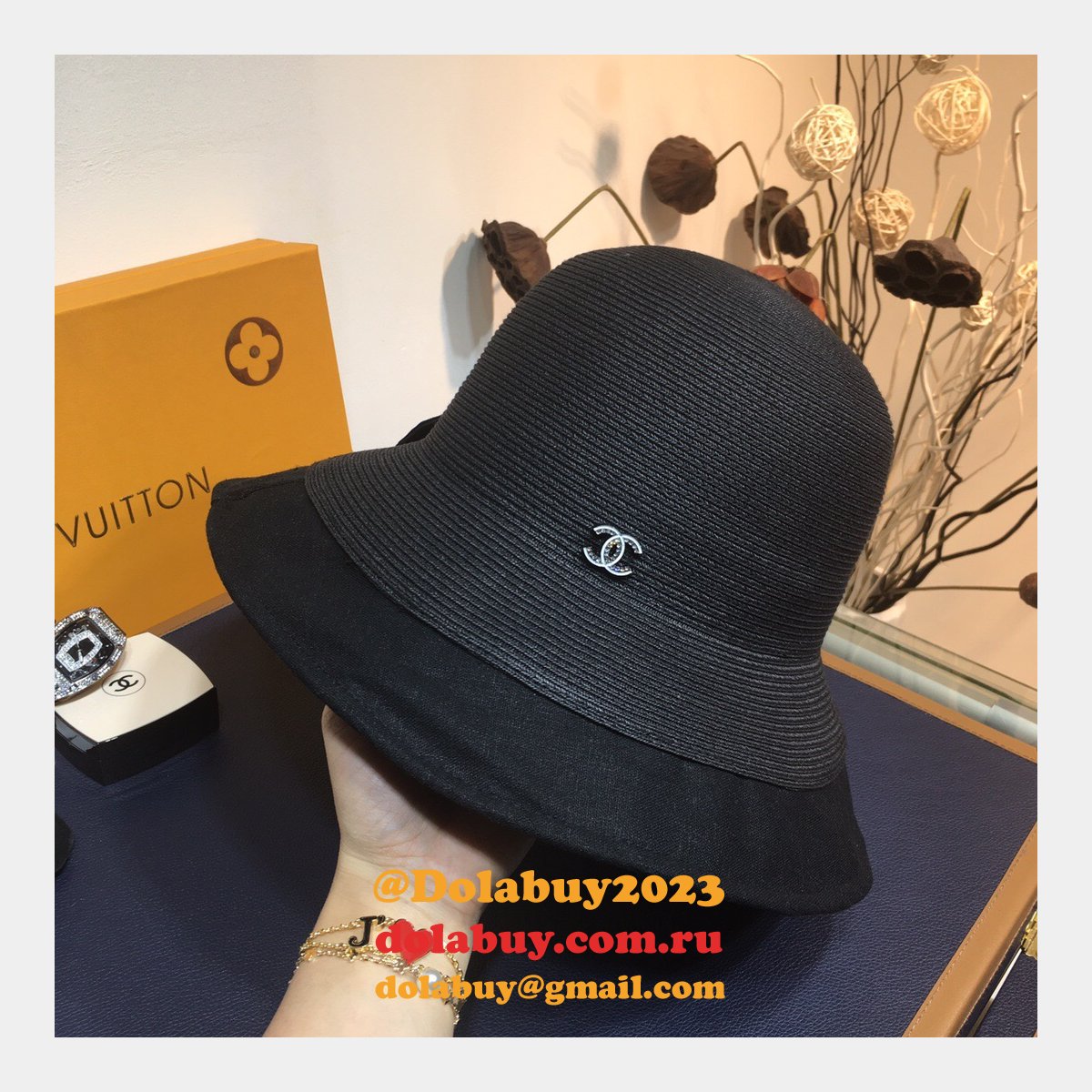 Wholesale CC design Fine straw woven hat bow