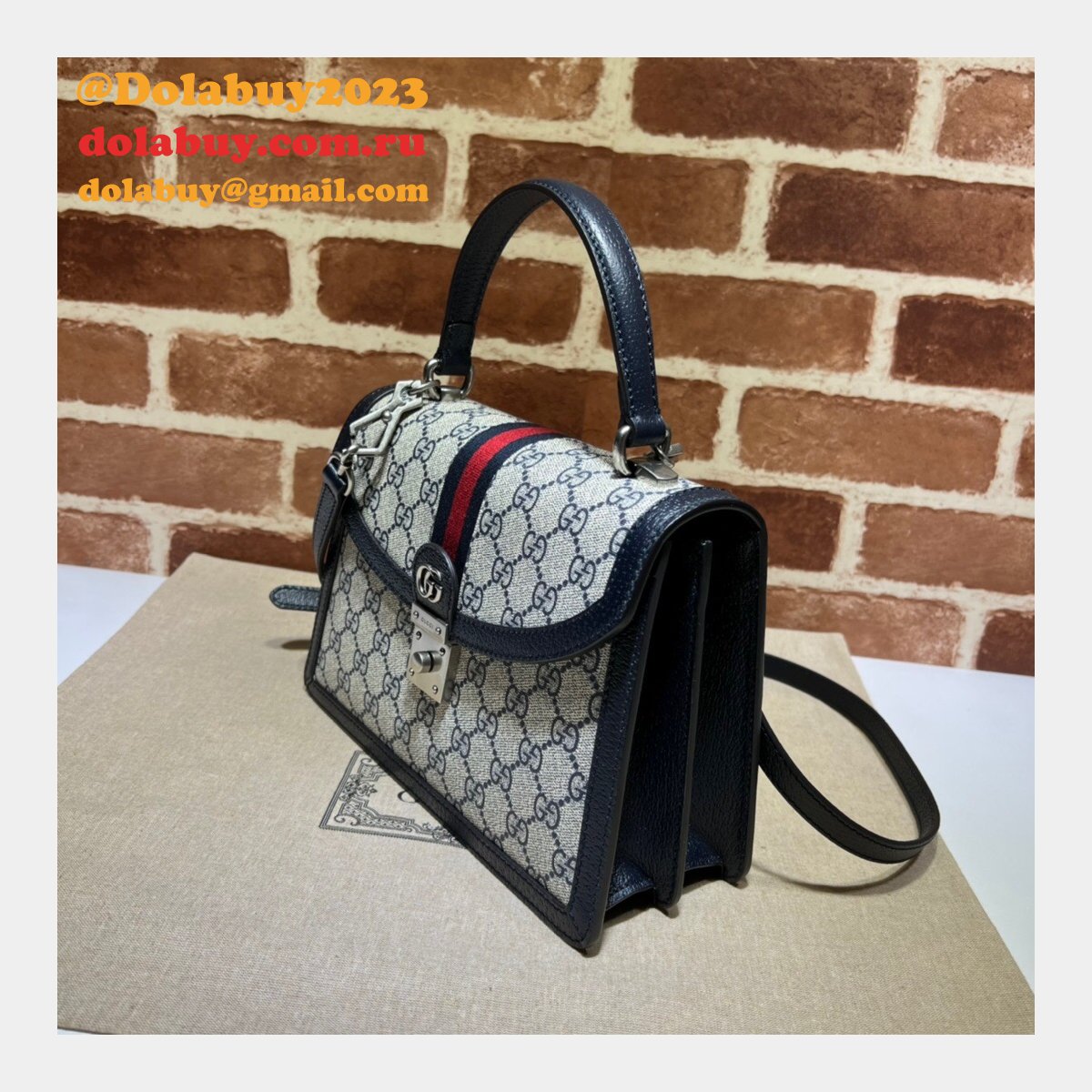 AAA+ Gucci 651055 Ophidia small top handle fake bag with Web