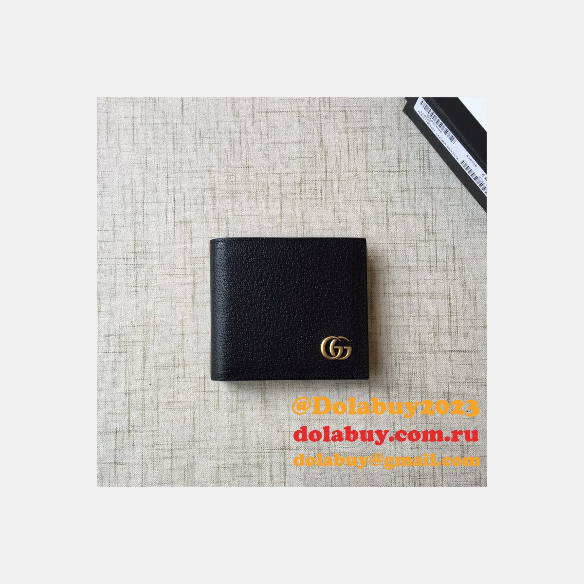 Gucci Fake 428726 China Black Leather GG Marmont Large Bi-Fold Wallet