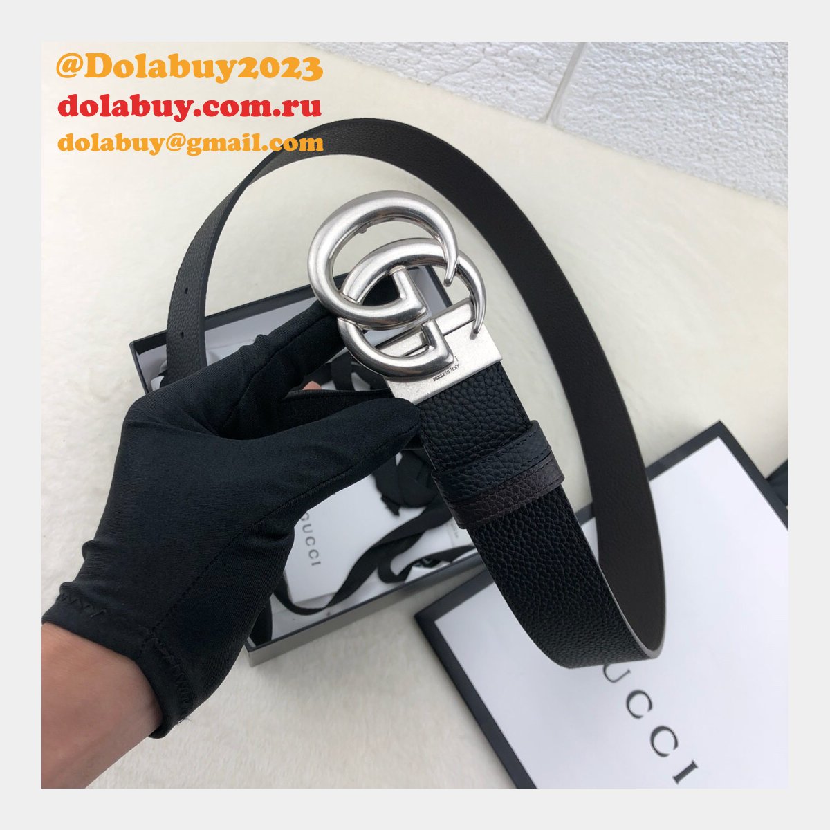 AAA+ Gucci 38mm Replica GG sliver/golden black Belt