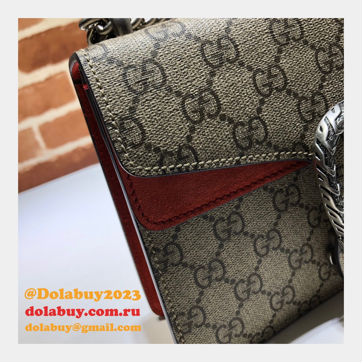 Gucci Replica Dionysus GG Supreme mini 421970 Red Fake bag