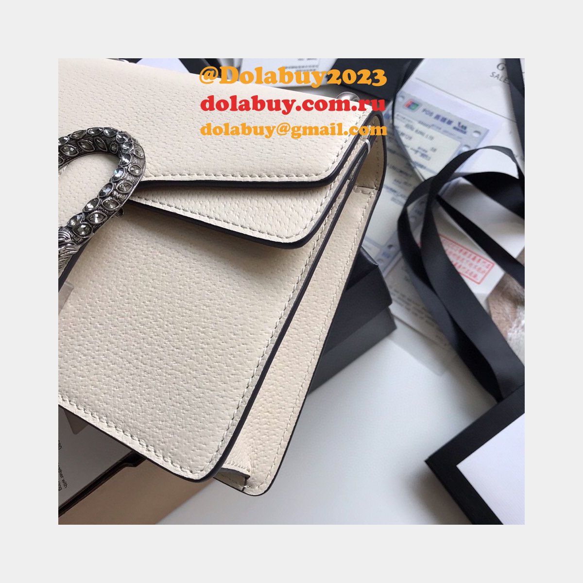 Buy Online Gucci Dionysus GG Surpeme Mini 421970 White Bag
