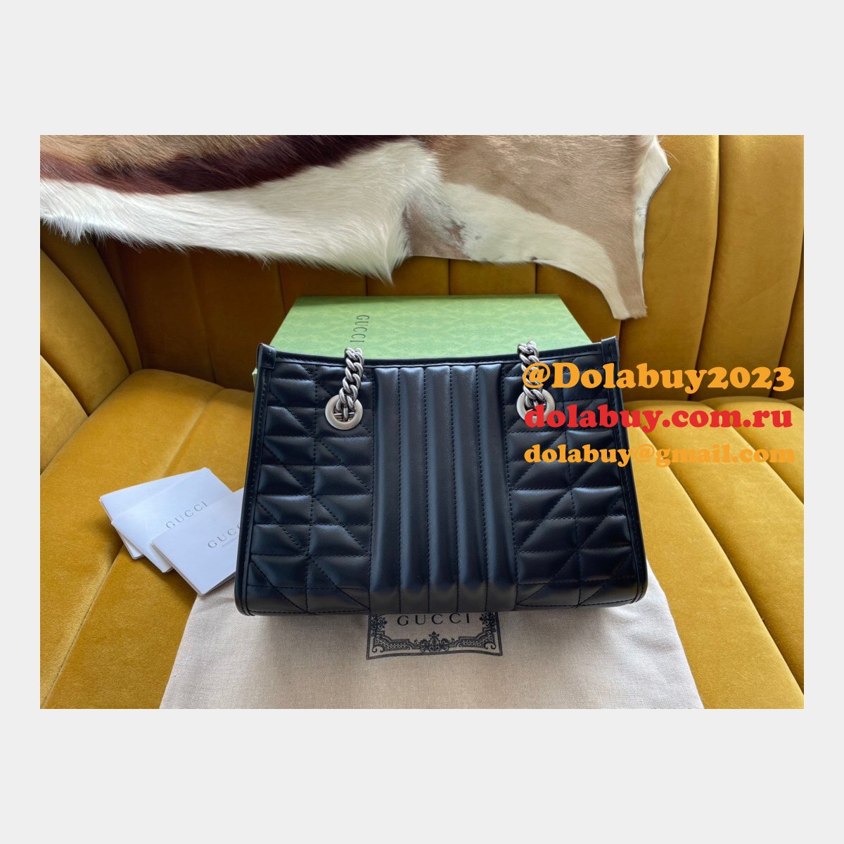 High Quality Gucci Replica 681483 Black Small GG Marmont Tote Bag