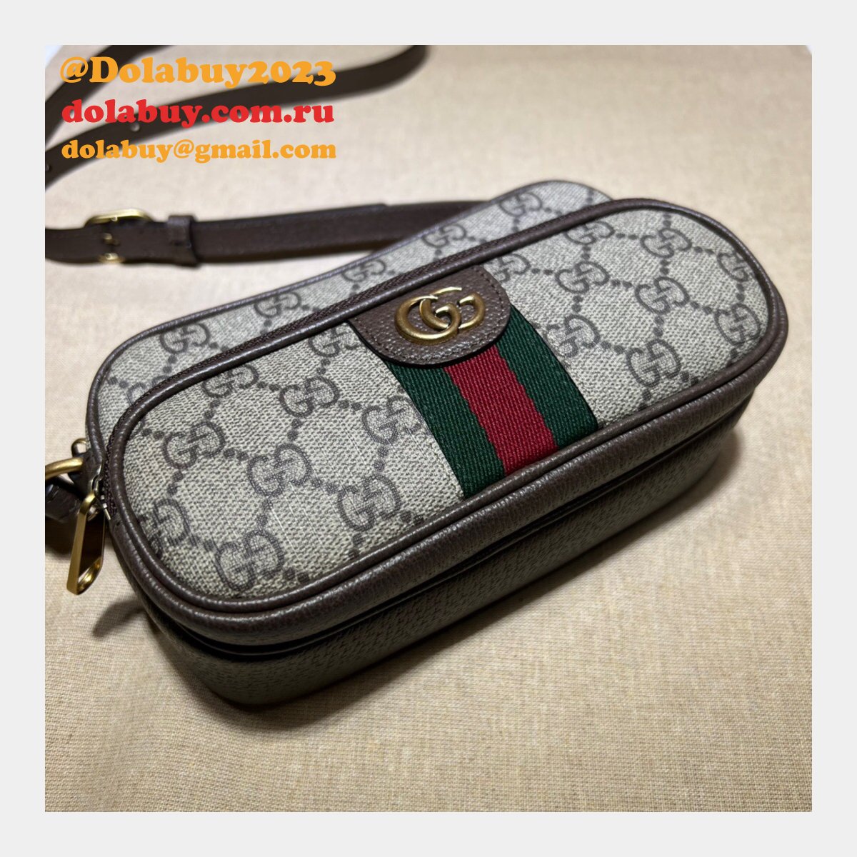 Brown/Blue Gucci Replica Ophidia GG 722557 Bag