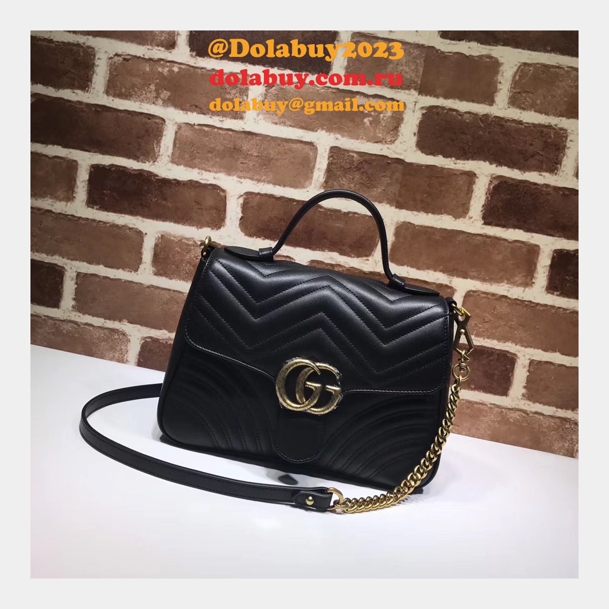 7 Star Gucci Luxury Gg Marmont  Top Handle 498110 Bag