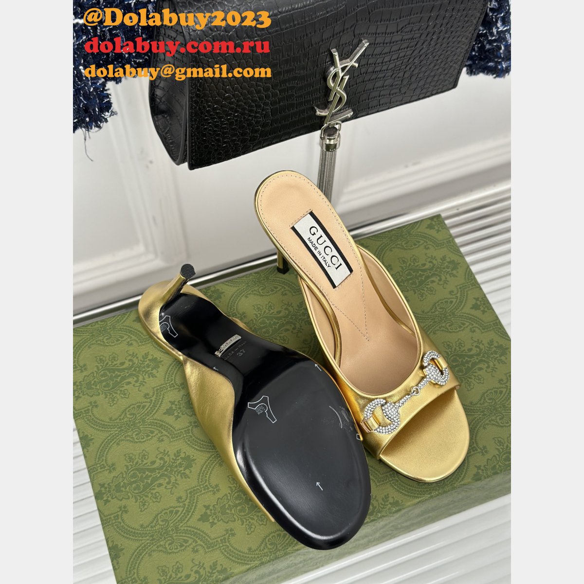 Wholesale gucci WOMEN''S HORSEBIT MID-HEEL SLIDE SANDAL