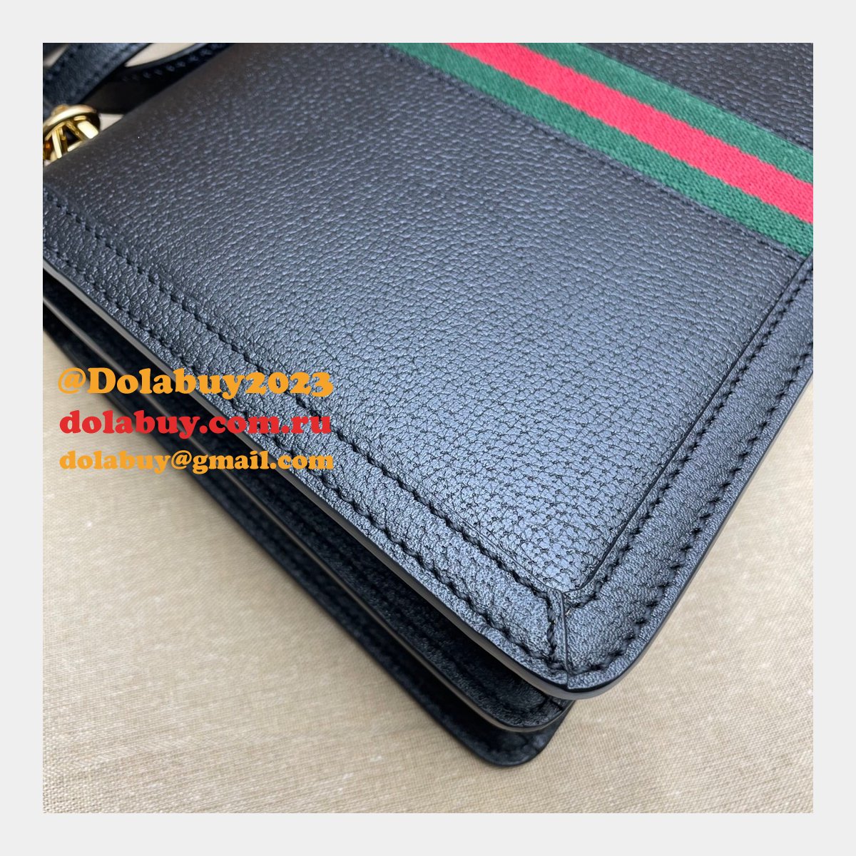 Gucci Black/Cream Ophidia small top handle Replica bag