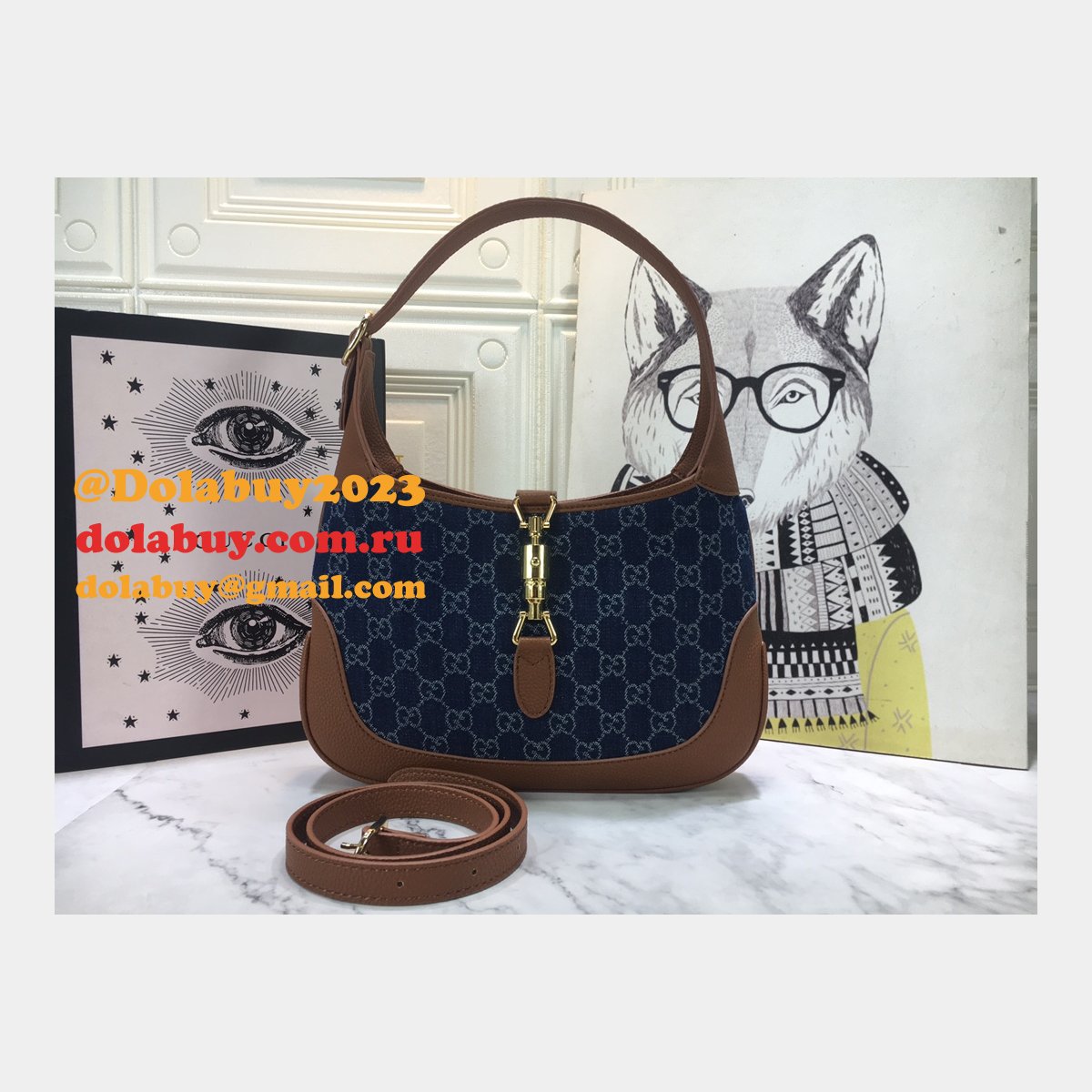 Gucci 1:1 Quality Jackie 1961 small shoulder 636706 Dark blue bag