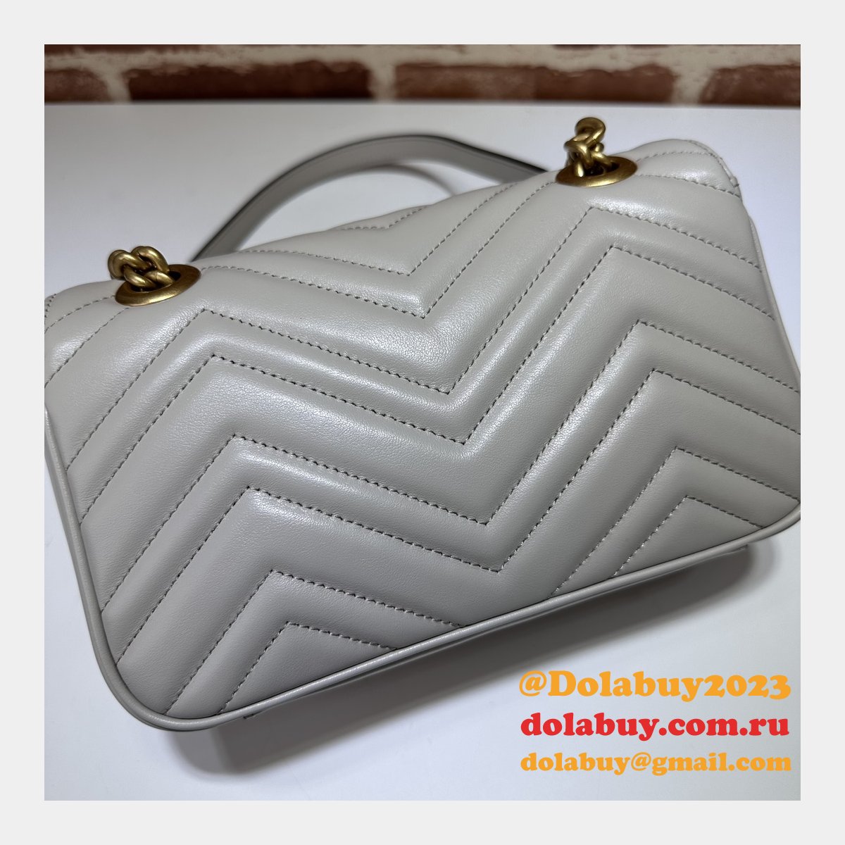 Grey GG Marmont 446744 Mini Matelassé Gucci Replicas Bag