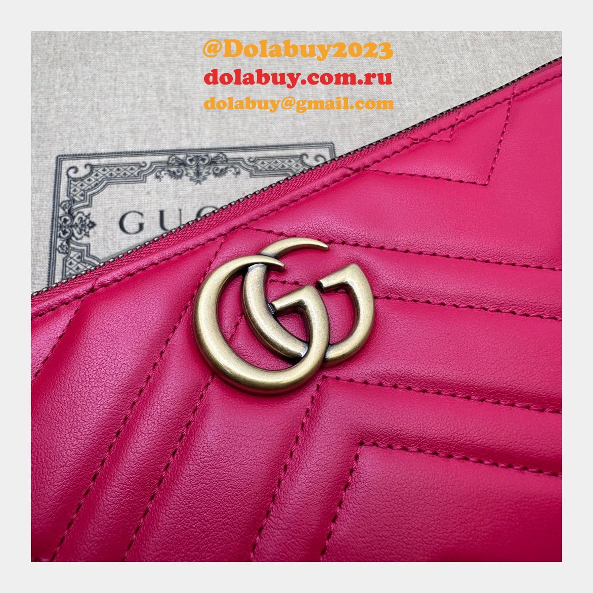 Gucci 1:1 Mirror GG Marmont 739166 Shoulder Red Fake Bag