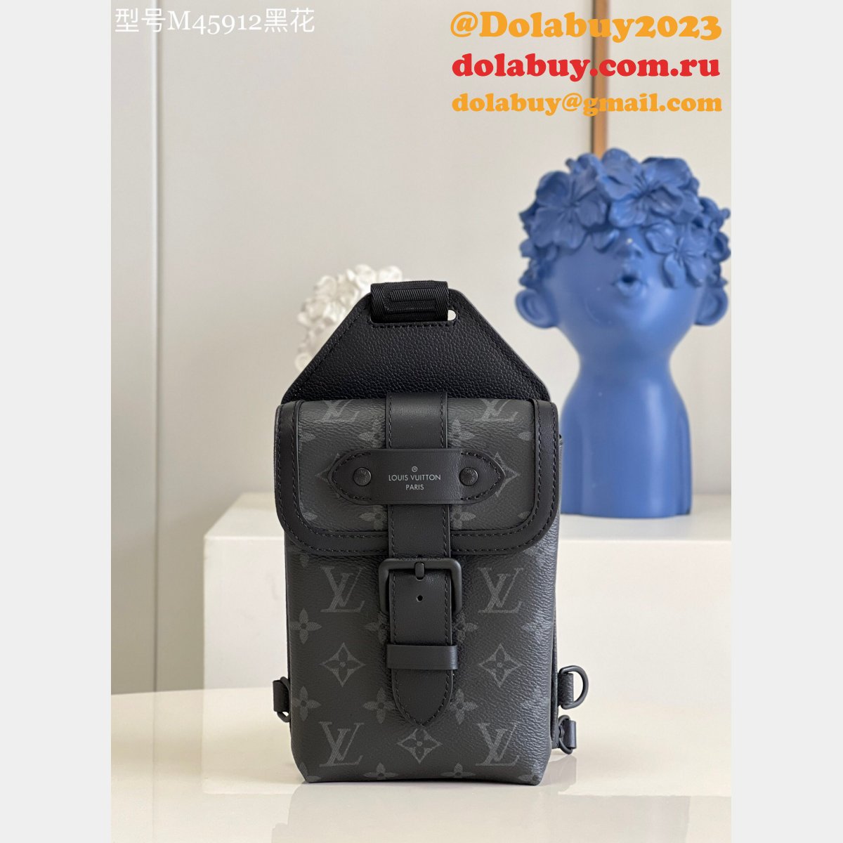 Louis Vuitton Luxury Replica Saumur Slingbag Monogram Eclipse Canvas M45912 Bags