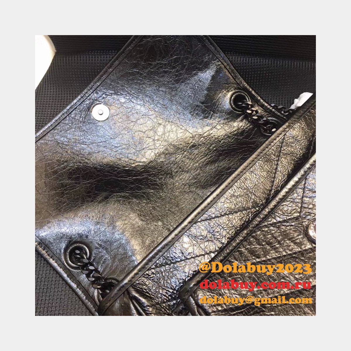 Buy Online YSL Nikki 28cm 498894 Stitch Flap Black Bag