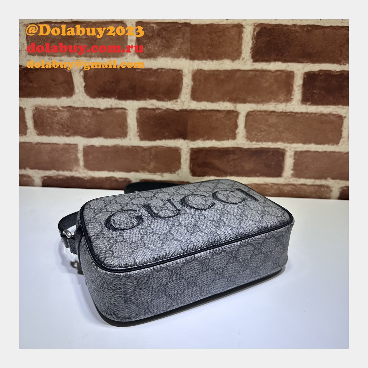 High Fashion Gucci 768391 Shoulder Grey and Black Replica Bag