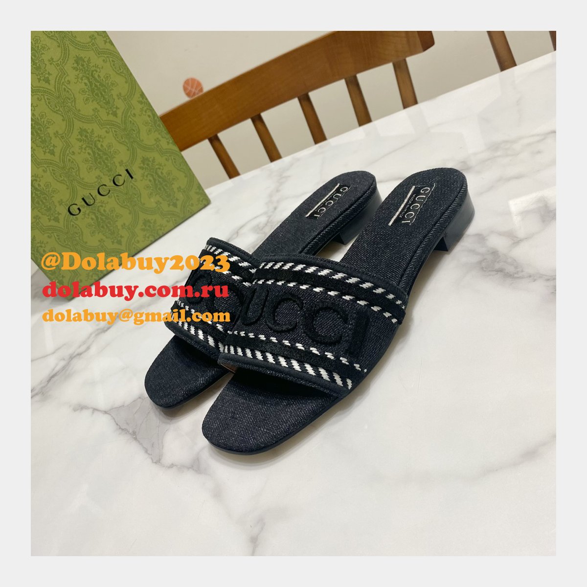 Top Quality WOMEN''S SLIDE SANDAL WITH GUCCI SCRIPT