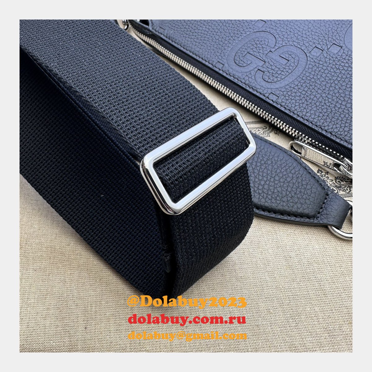 Black Jumbo GG Gucci Knockoff Messenger Men 761747 Luxury Bag