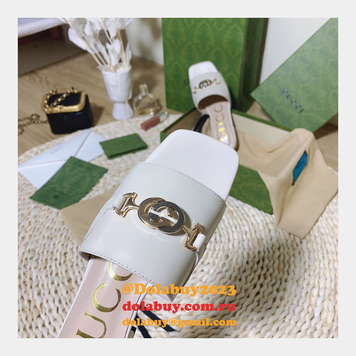 7 Star Replica Gucci 2021 Slippers white/black series GG Shoes