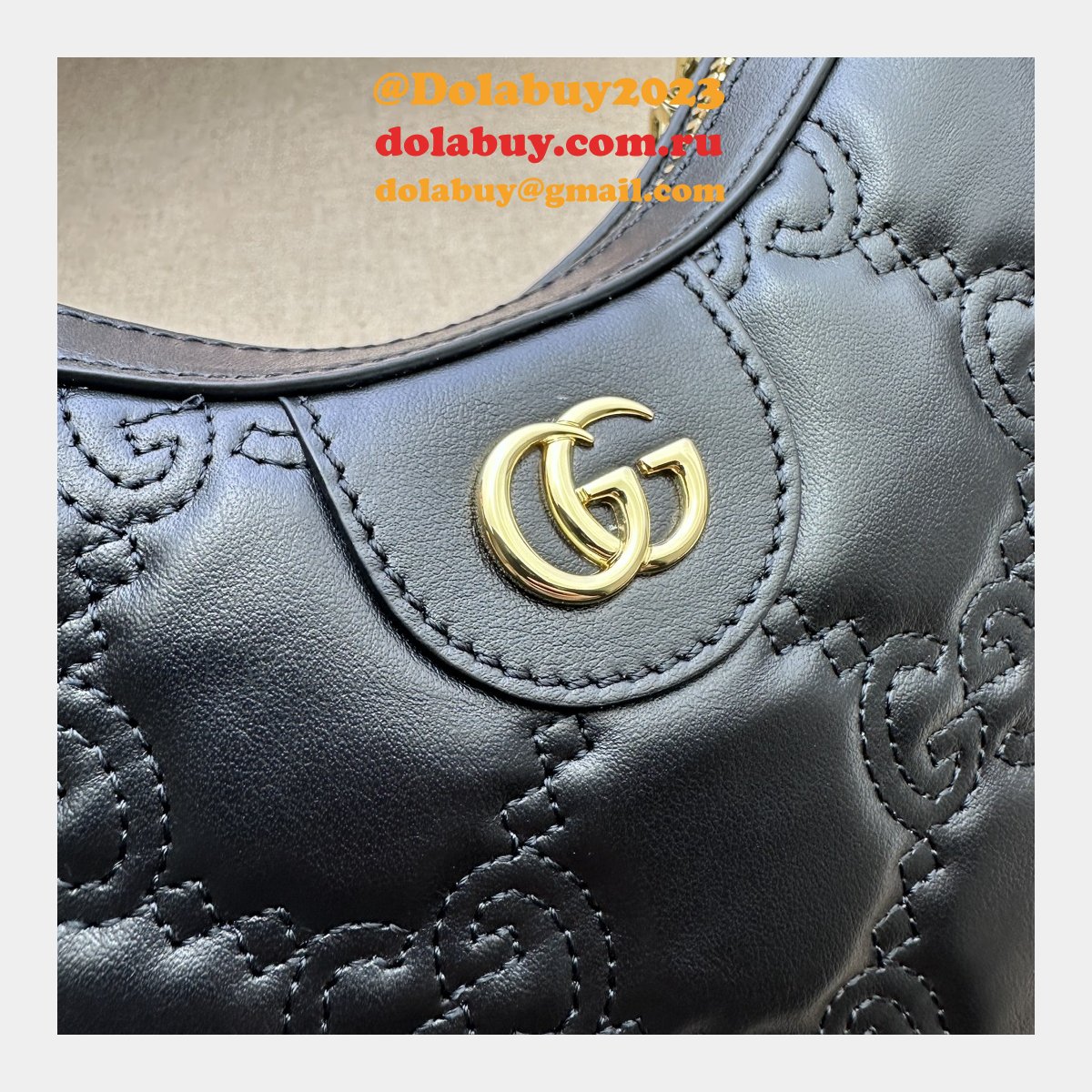 Gucci 1:1 Mirror 739736 GG Matelassé Designer Black/Pink Bag