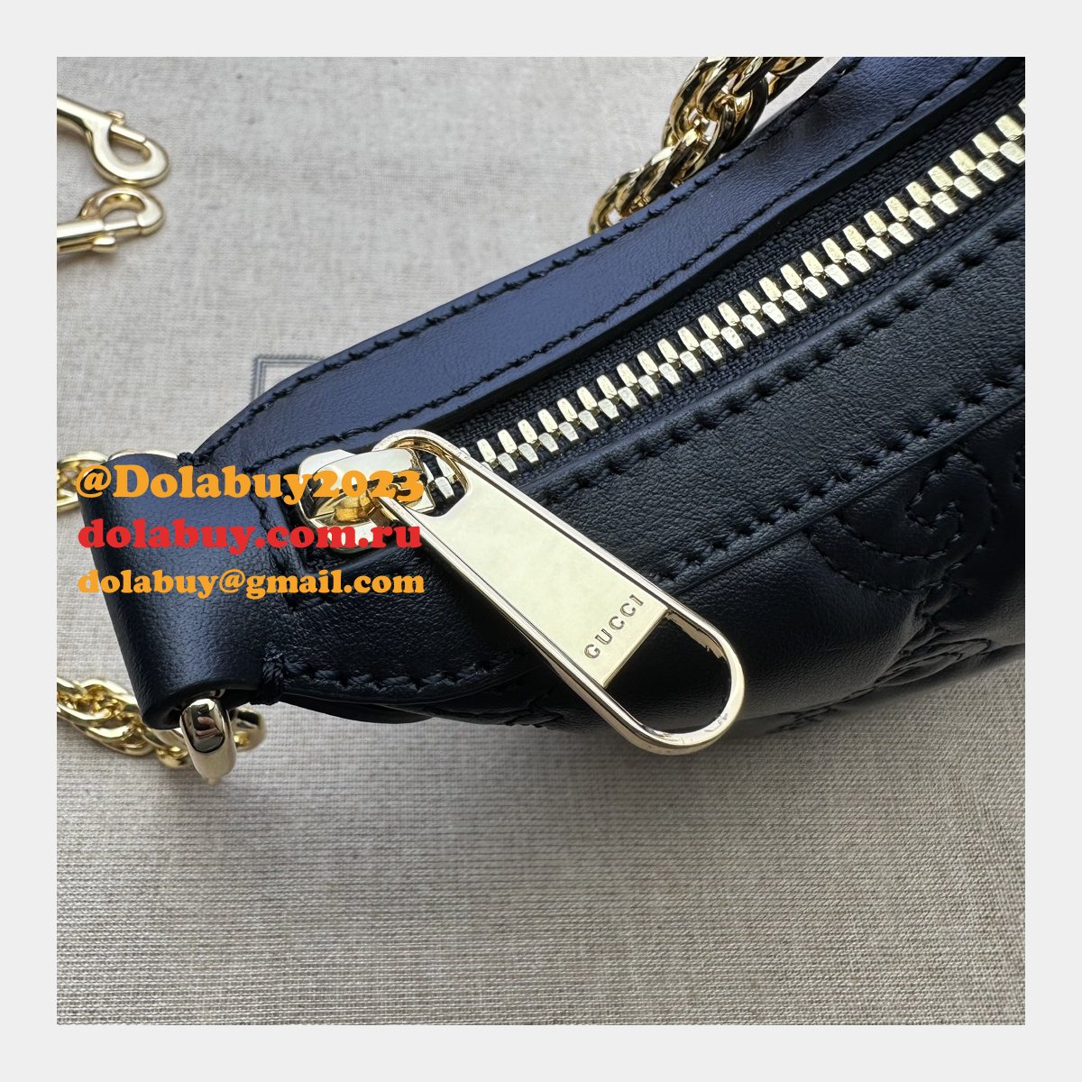 Gucci 1:1 Mirror 739736 GG Matelassé Designer Black/Pink Bag