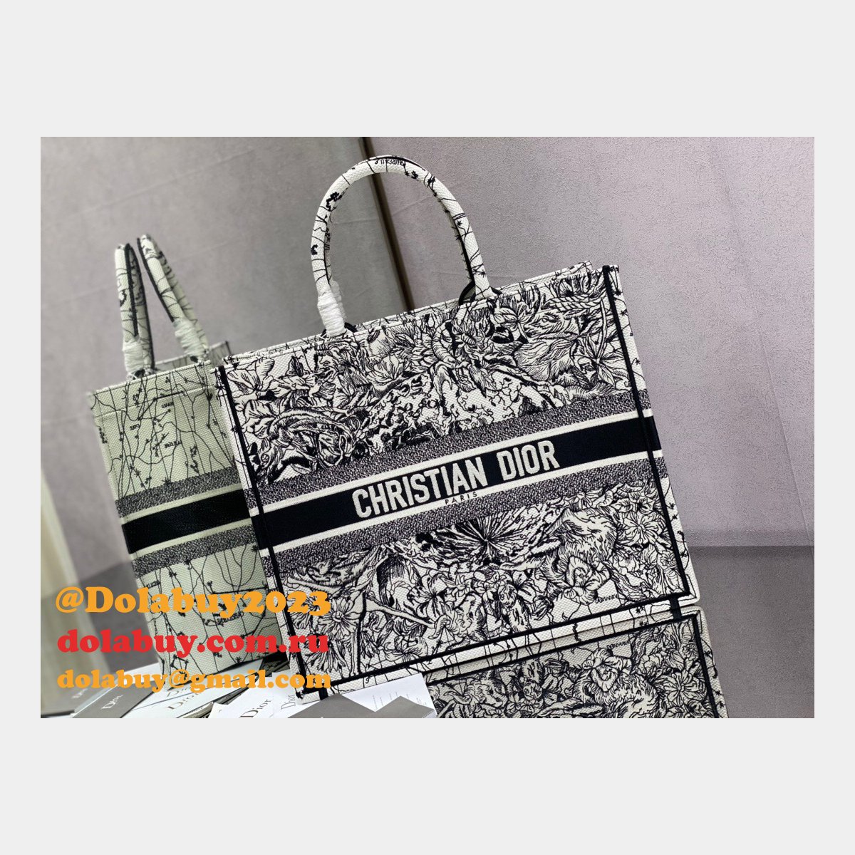 Replica Christian Dior Trotter Pattern Hand CD Book Tote Bag