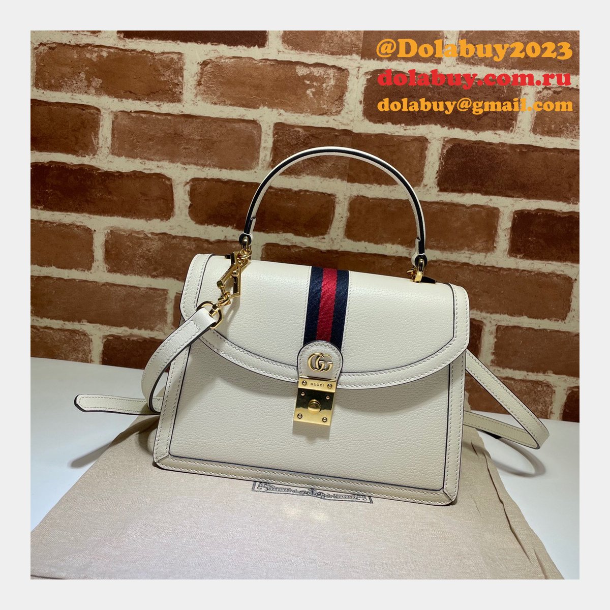 Gucci Black/Cream Ophidia small top handle Replica bag