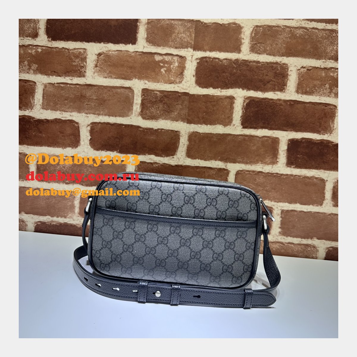 High Fashion Gucci 768391 Shoulder Grey and Black Replica Bag