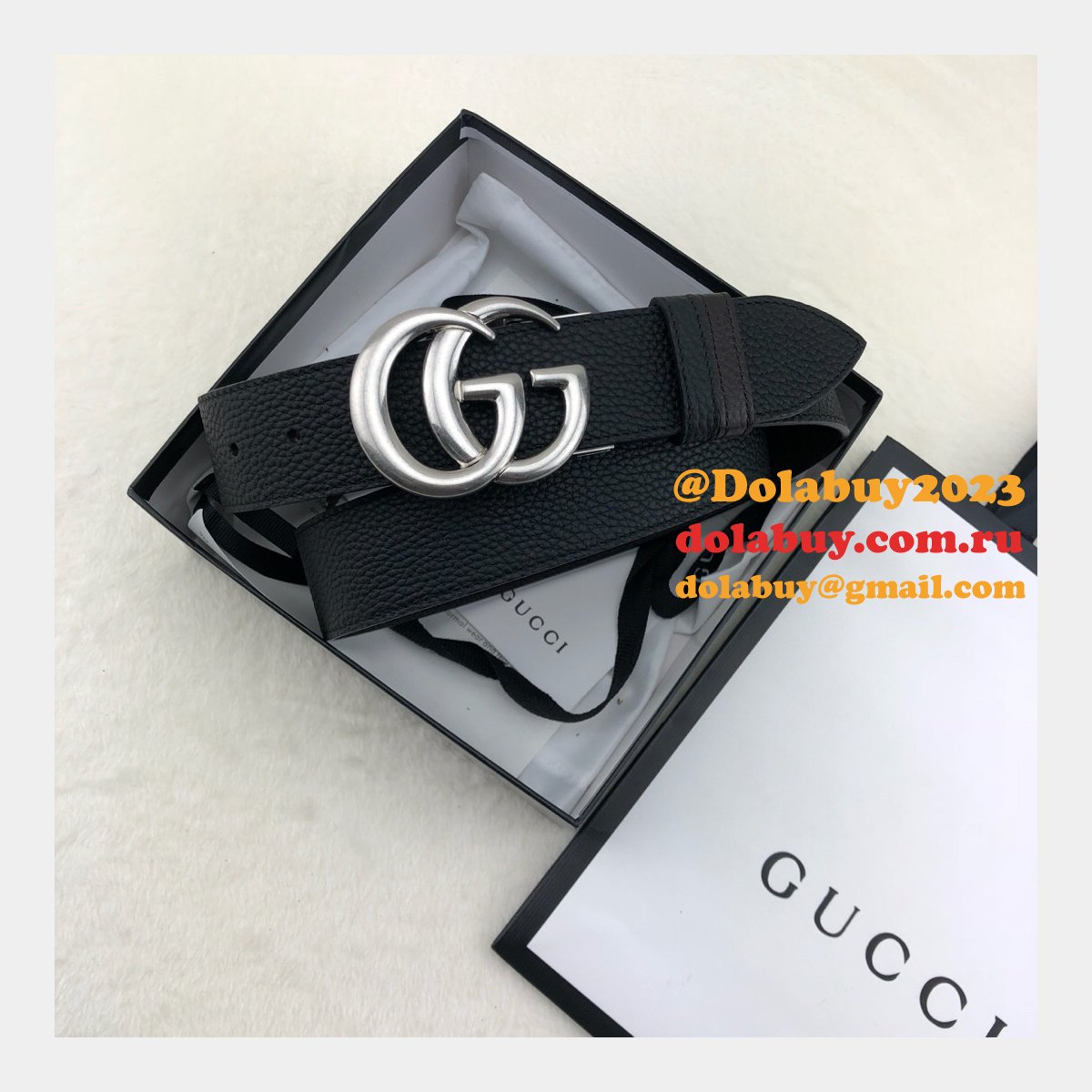 AAA+ Gucci 38mm Replica GG sliver/golden black Belt