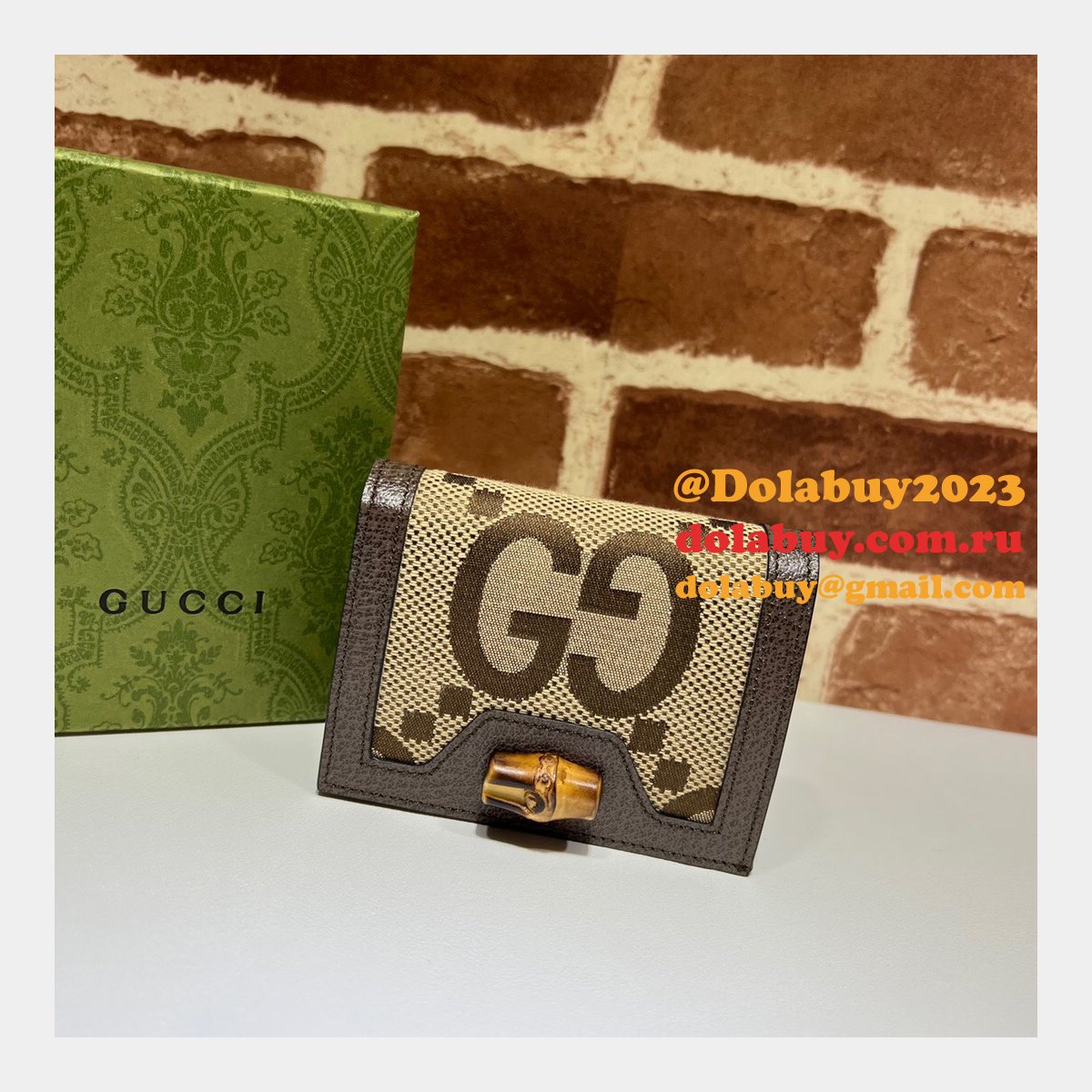 UK Gucci Replica 658244 Diana Jumbo GG Card Case for sale