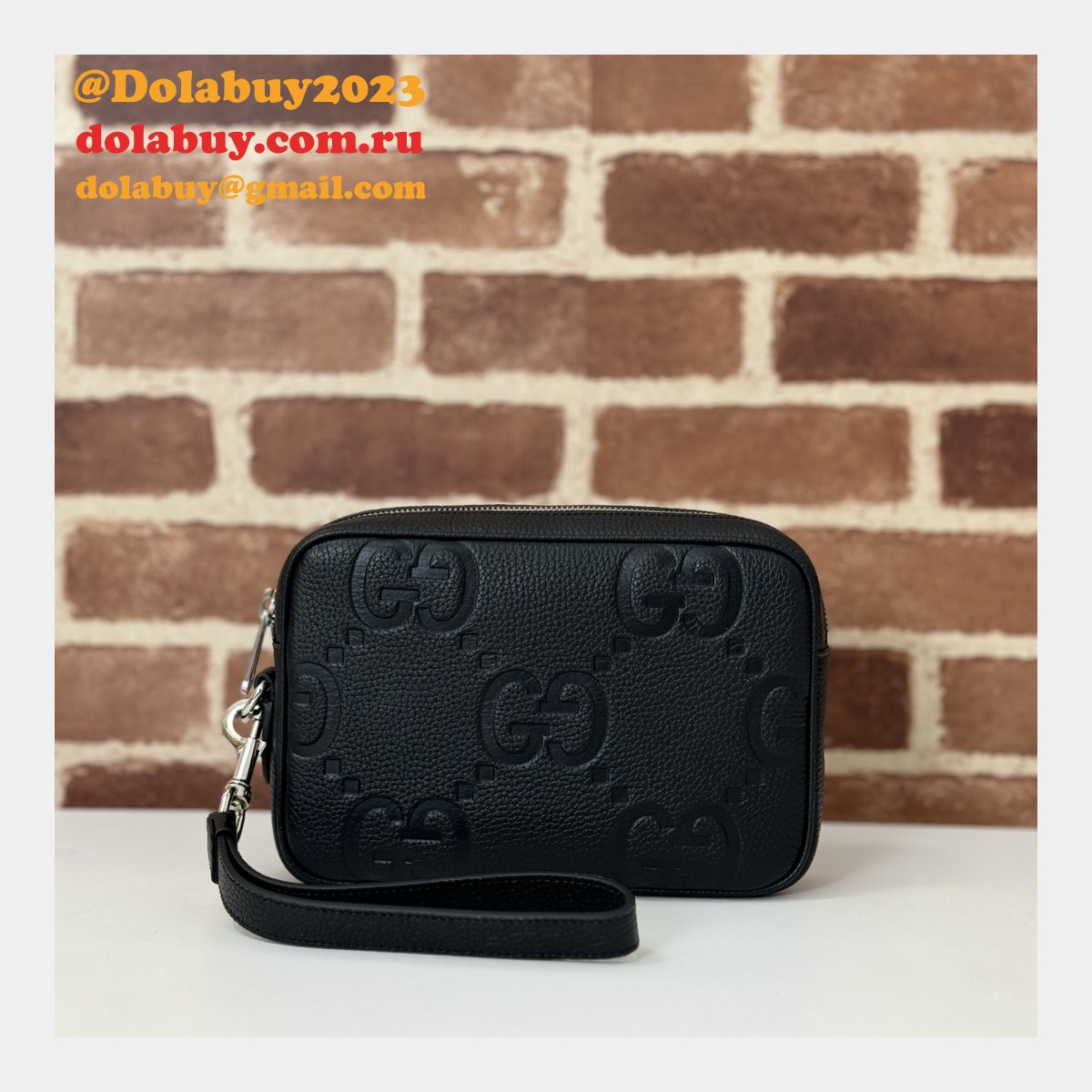 Gucci Replica 1:1 Mirror Jumbo GG Pouch 802148 Black Handbag
