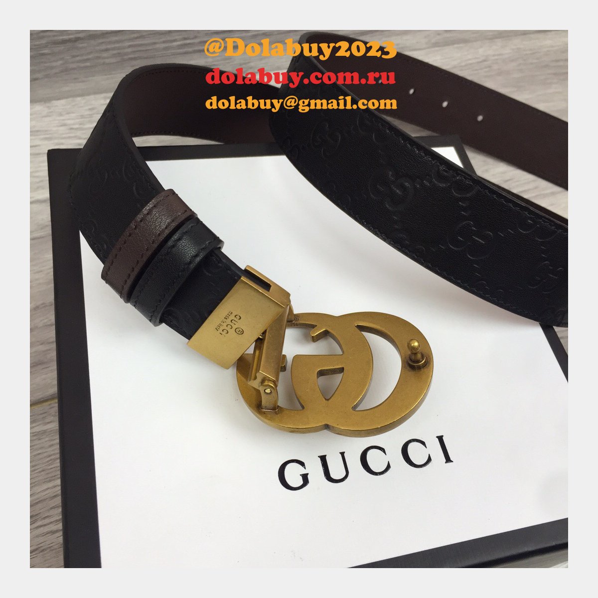 Gucci Belt With Double G Buckle 37MM-1 Knockoff