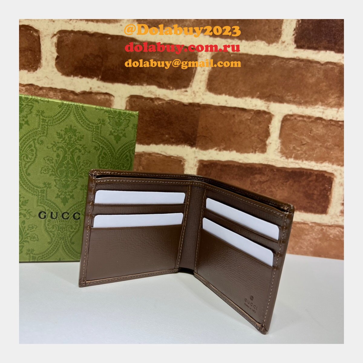 Gucci AAA+ Replica GG Supreme 671652 Wholesale Wallet with Interlocking G