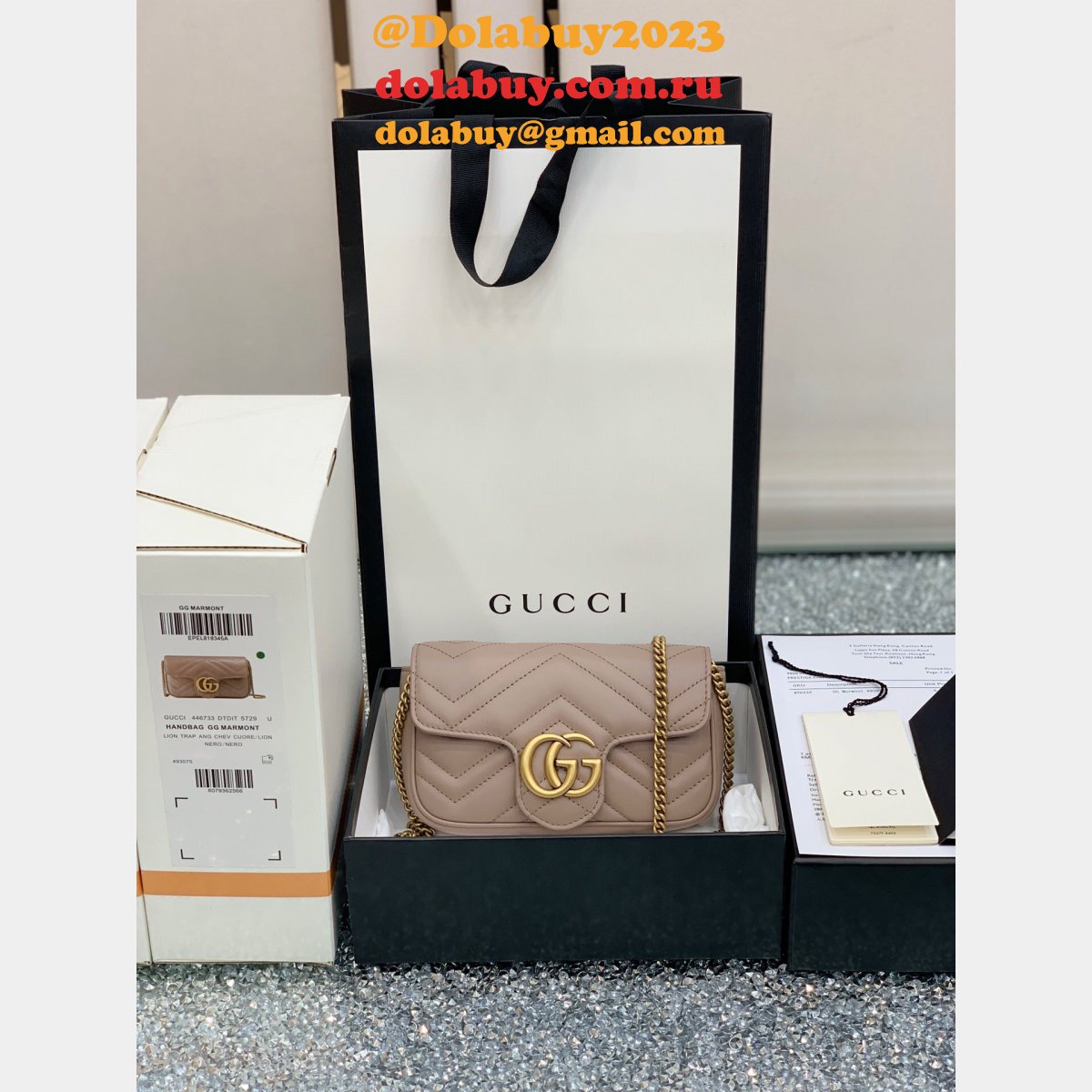 Gucci Wholesale GG Marmont Mini chain shoulder 476433 bag