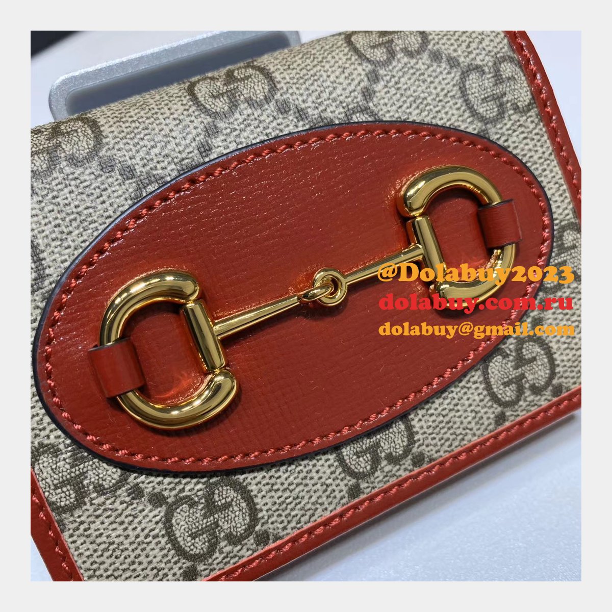 Top Quality Gucci Beige Fake 1955 Horsebit card case 621887 wallet